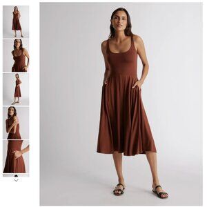 Quince - Tencel Jersey Fit & Flare Dress - Rust Brown - Size S - NWT